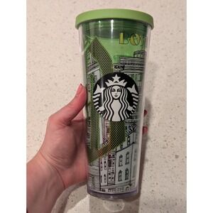 Starbucks Boston 2014 Iced Venti Tumbler Cup Green Double Walled 24oz - No Straw